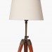 Teak Wooden Corner Extendable Floor Lamp With Beige Jute Fibre Lamp Shade